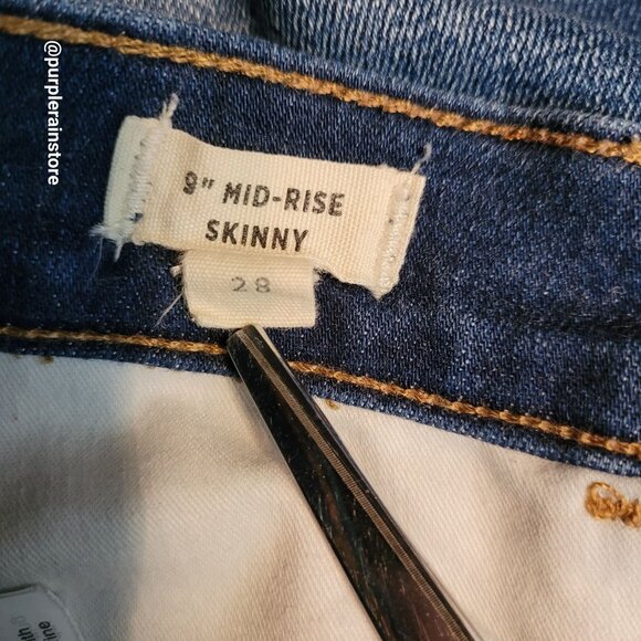 Madewell Jeans 28 Skinny 9" Mid Rise Tummy Control Medium Dark Wash Stretch - Picture 5 of 13